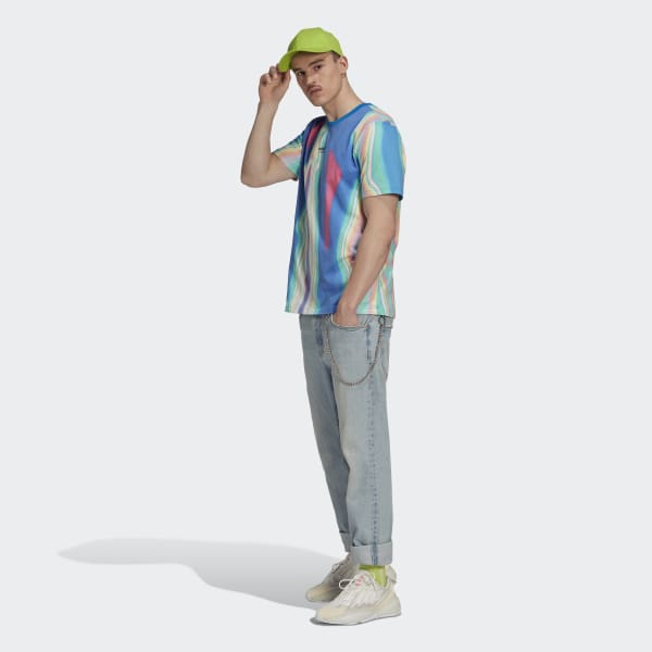 Blue Hyperreal Allover Print Short Sleeve Tee ZF573
