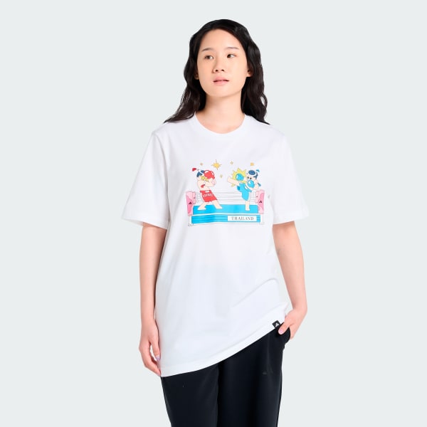 สีขาว เสื้อกราฟฟิกมวยไทย