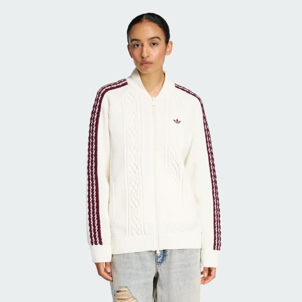 Weiss ADIDAS ORIGINALS ARCHIVE CUTLINE KNIT ORIGINALS JACKE