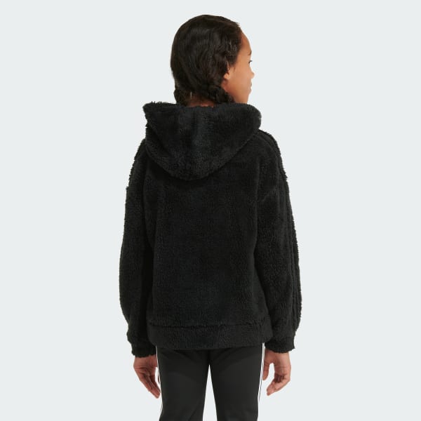 adidas Long Sleeve Cozy Furry Pullover Hoodie - Black, Kids' Training
