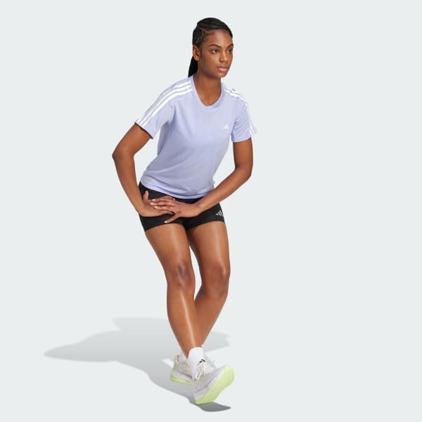 Purple Own the Run 3-Stripes Tee