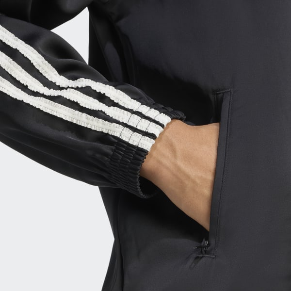 adidas ストライプサテンジャケット ブラック　M size アディダス アディダス オリジナルス サテン ファイヤーバード