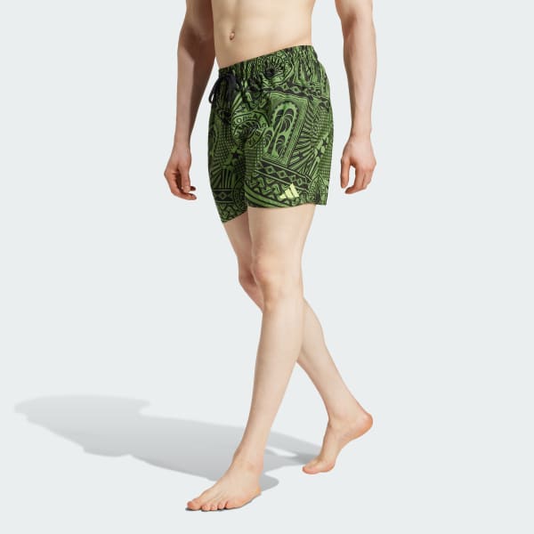 Green adidas x FARM 3-Stripes Swim Shorts 5-Inch