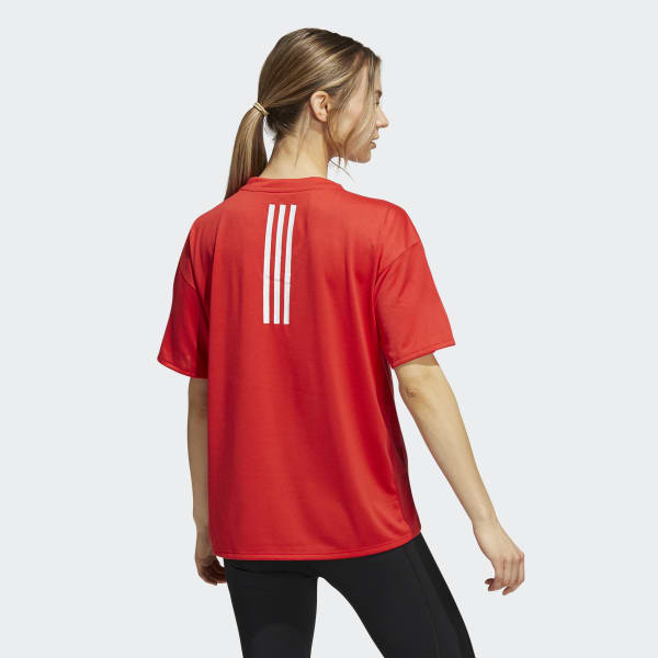 Rojo Camiseta de Entrenamiento AEROREADY 3 Rayas CU377