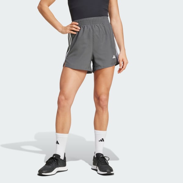 Grey 3-Stripes High-Rise Shorts
