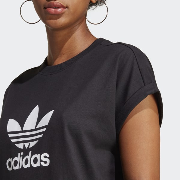 Zwart Adicolor Classics Trefoil T-shirtjurk
