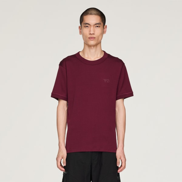 Burgundy Y-3 Slim Short Sleeve Tee