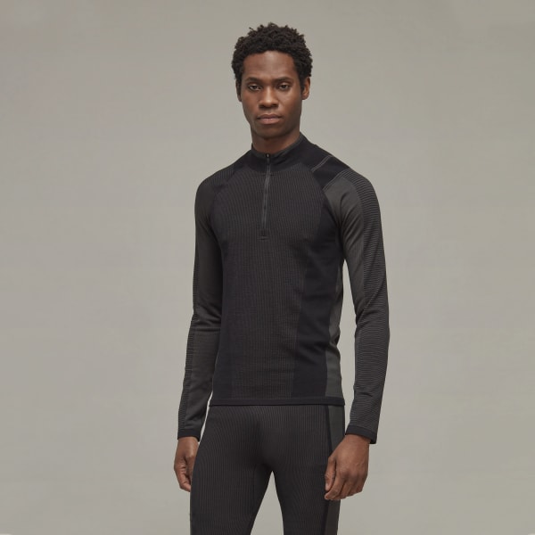 Black Y-3 Classic Knit Base Layer Half-Zip Top QY736