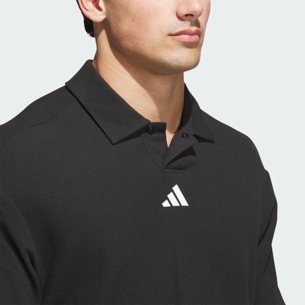 adidas Beyond Long Sleeve Loose Fit Polo Shirt - Black