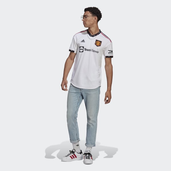 Blanc Maillot Extérieur Manchester United 22/23 Authentique KMM04