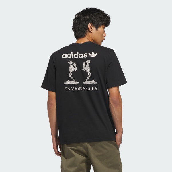 Noir T-SHIRT SKATEBOARDING SKELETONS