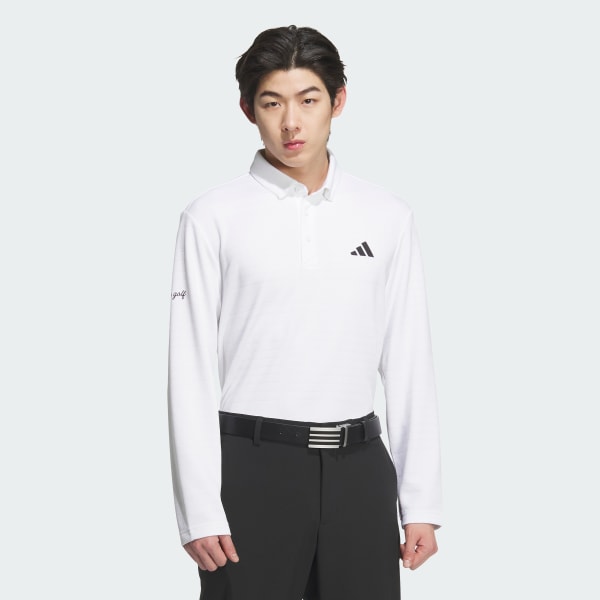 Putih Polo shirt lengan panjang Monogram