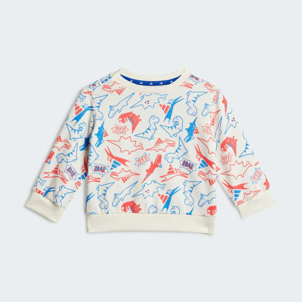 สีขาว ชุดเสื้อและกางเกงจ็อกเกอร์ผ้าเฟรนช์เทอร์รีย์ Seasonal Essentials Adiraptor สำหรับเด็ก