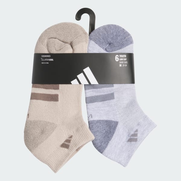カスケット　ととkids 45mm 3個 adidas Athletic Cushioned 6-Pack Low-Cut Socks Kids - White