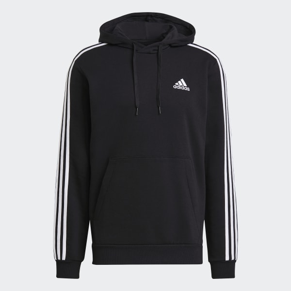 Preto Camisola com Capuz Fleece 3-Stripes Essentials
