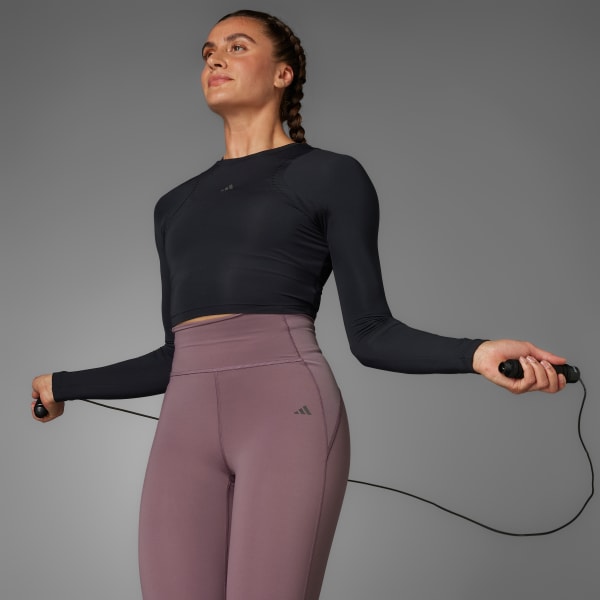 Black HIIT Seasonal Crop Long Sleeve Training Tee