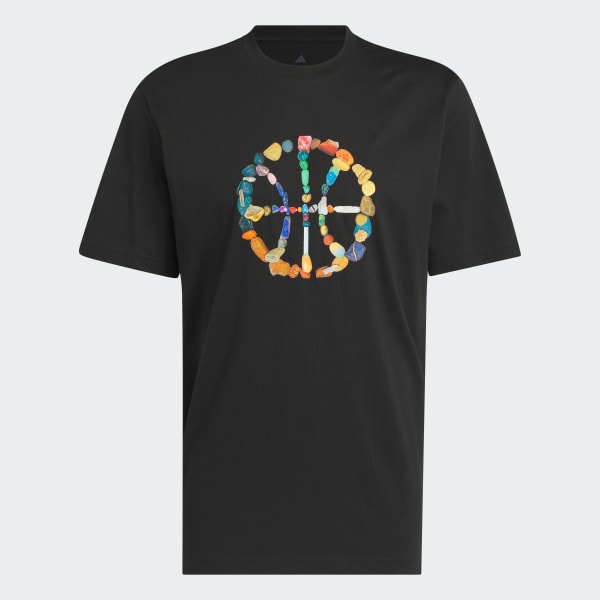 สีดำ เสื้อยืดพิมพ์ลาย Pass The Rock