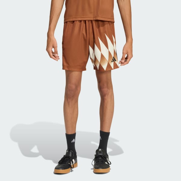 Brown HOUSE OF TIRO X COMMON GOAL PIQUE SHORTS