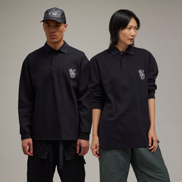Black Y-3 Long Sleeve Rugby Shirt