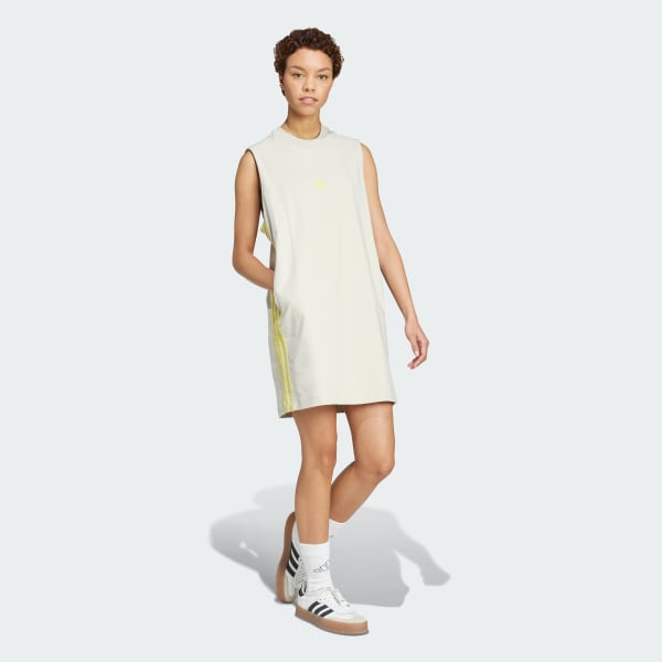 Beige Vestido Sin Mangas Essentials 3 Tiras Estampado