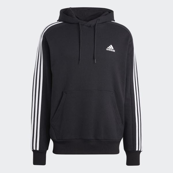 Adidas black hoodie 3 stripe deals