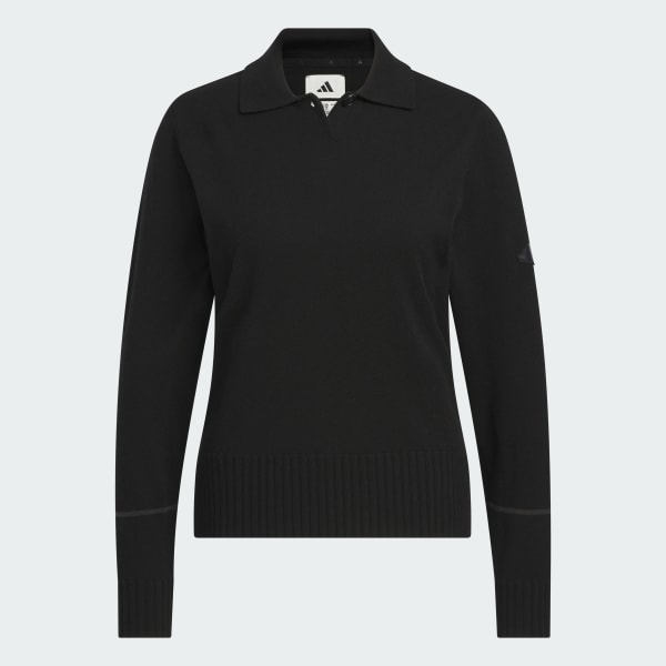 Black 롱 슬리브 니트 폴로 셔츠