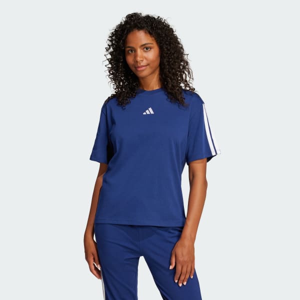 Blue Essentials 3-Stripes Boyfriend Tee