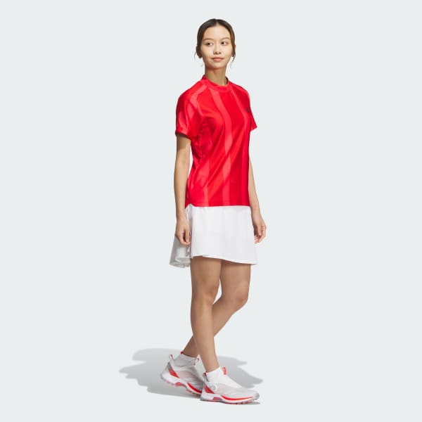 Red AEROREADY Adizero Bodymapping Jacquard Mock Neck Short Sleeve Shirt