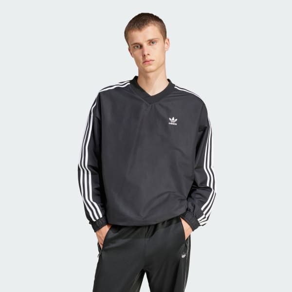Black Adicolor Woven Crewneck Windbreaker
