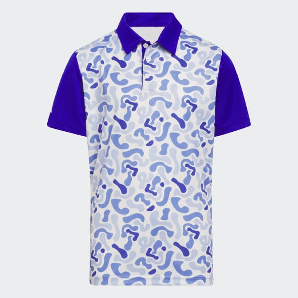 สีน้ำเงิน เสื้อโปโลพิมพ์ลายพราง