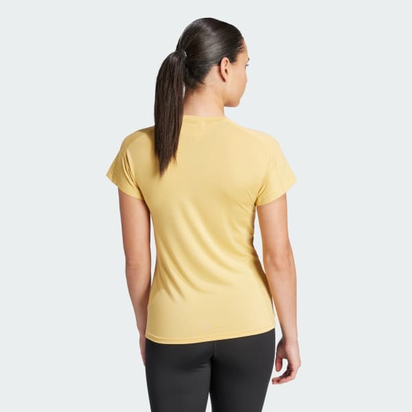 Beige AEROREADY Train Essentials Minimal Branding V-Neck Tee
