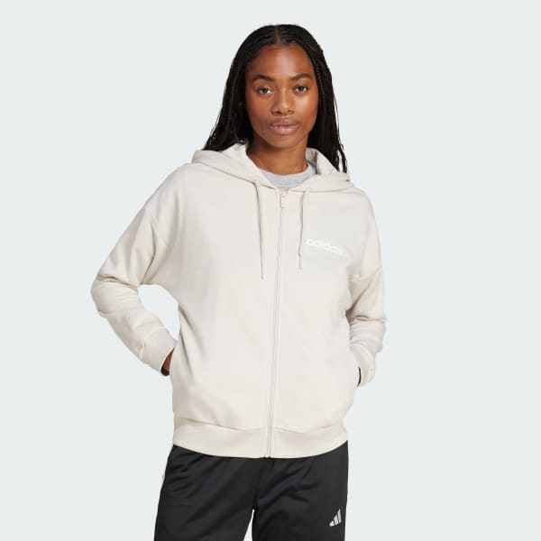 Beige Essentials Linear Full-Zip French Terry Hettegenser