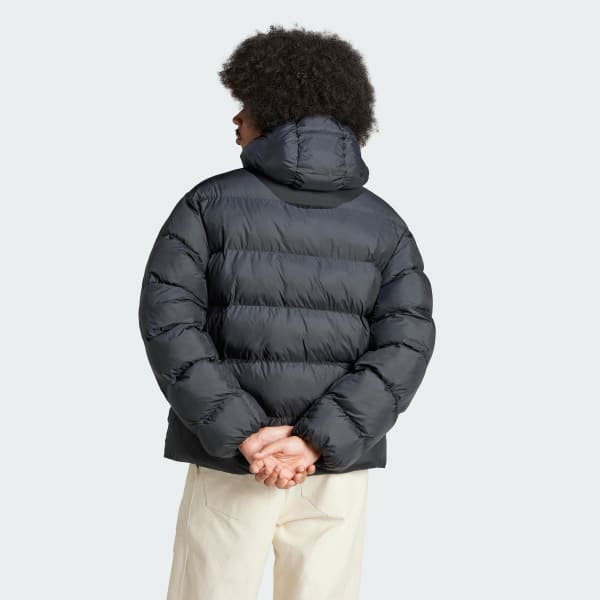 Noir Doudoune à capuche ton sur ton