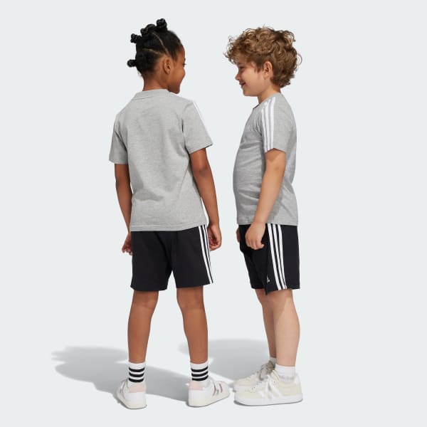 Gris Conjunto de Playera y Shorts Essentials 3-Stripes