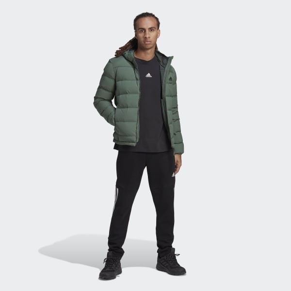 Green Helionic Stretch Hooded Down Jacket