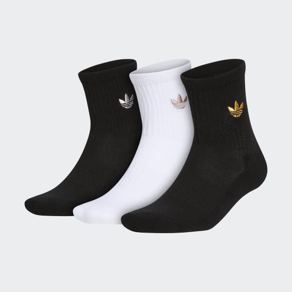 adidas 3-Stripes Embroidered Mid-Crew Socks 3 Pairs - Black | Women's  Lifestyle | adidas US