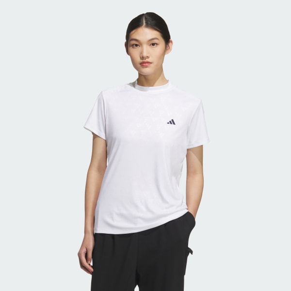 White AEROREADY Deboss Mock Neck Short Sleeve Shirt
