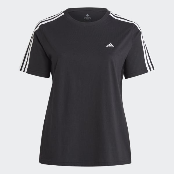 Black Essentials Slim 3-Stripes T-Shirt (Plus Size) ZR994