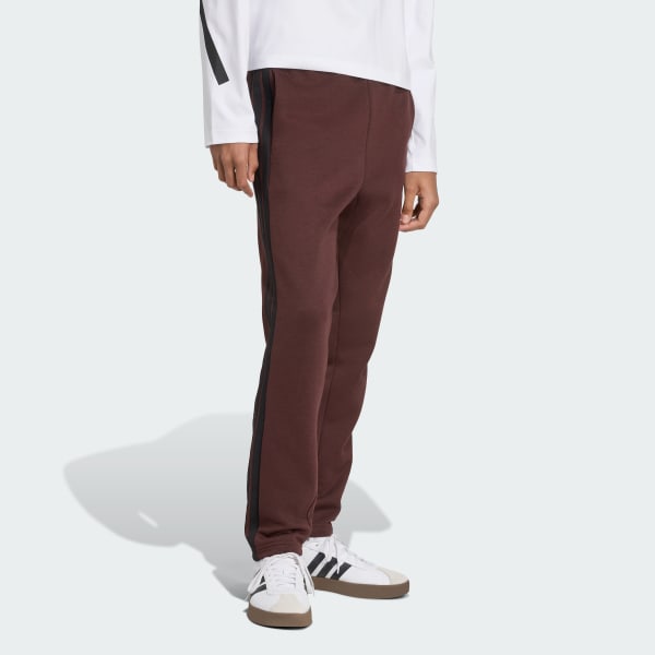 Brown Essentials 3-Stripes Open Hem Fleece Pants