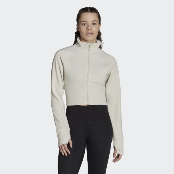 Beige AEROREADY Studio-træningsoverdel SH766