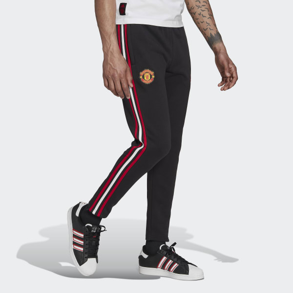 Schwarz Manchester United DNA 3-Streifen Hose