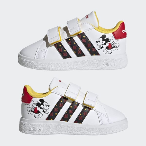 Bialy adidas x Disney Grand Court Mickey Lifestyle Court Hook-and-Loop Shoes