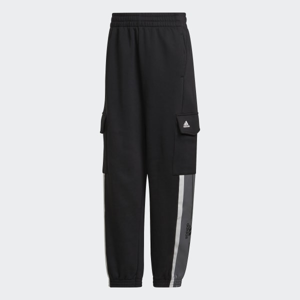 Svart Essentials Pin Stripe Block Fleece Cargo Pants N1560
