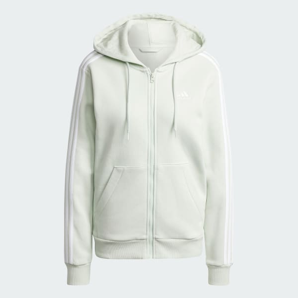 adidas Essentials 3 Stripes Full Zip Fleece Hoodie Green Free Shipping with adiClub adidas US