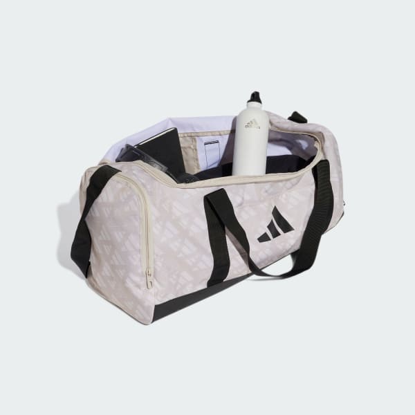 Beige Linear Printed Duffel Medium