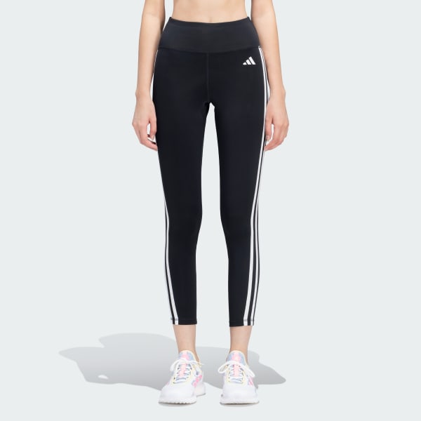 Black Train Essentials 3-Stripes 7/8 Tights