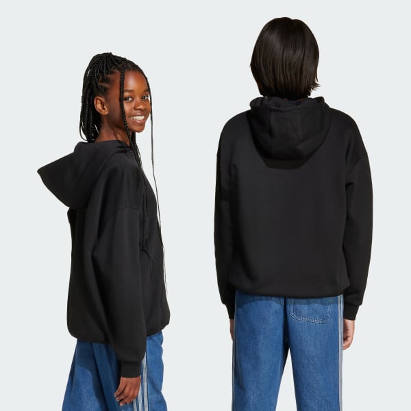 noir Sweat-shirt à capuche molleton ample Enfants