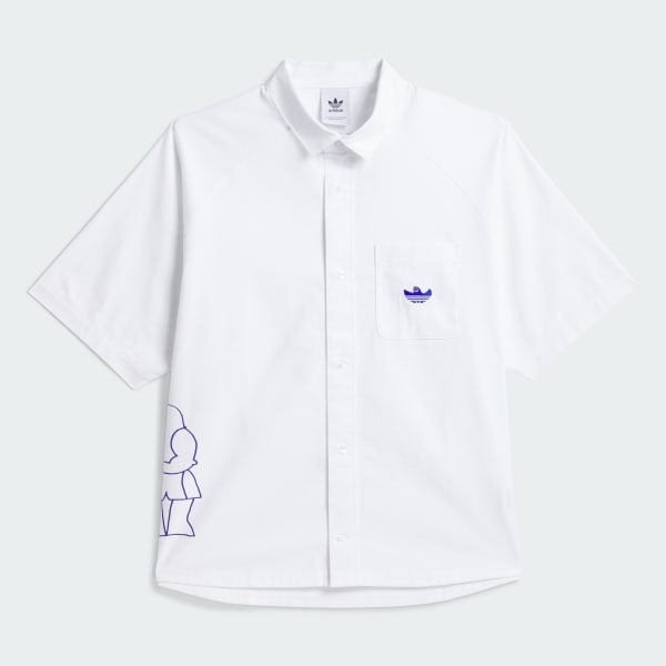 Blanco Camisa Con Botones Shmoofoil Fighter (Unisex)