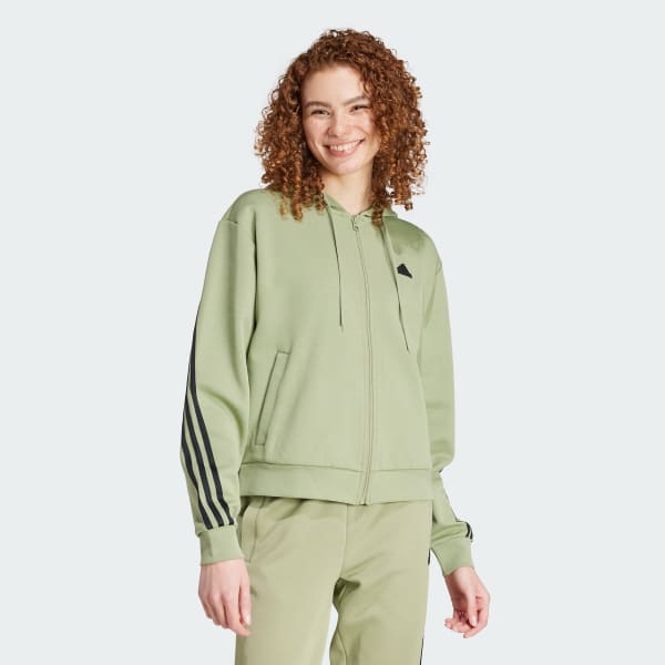 adidas Future Icons 3 Stripes Full Zip Hoodie Green adidas New Zealand