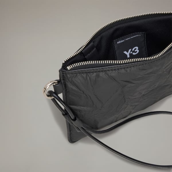 Black Y-3 Crinkle Leather Pouch